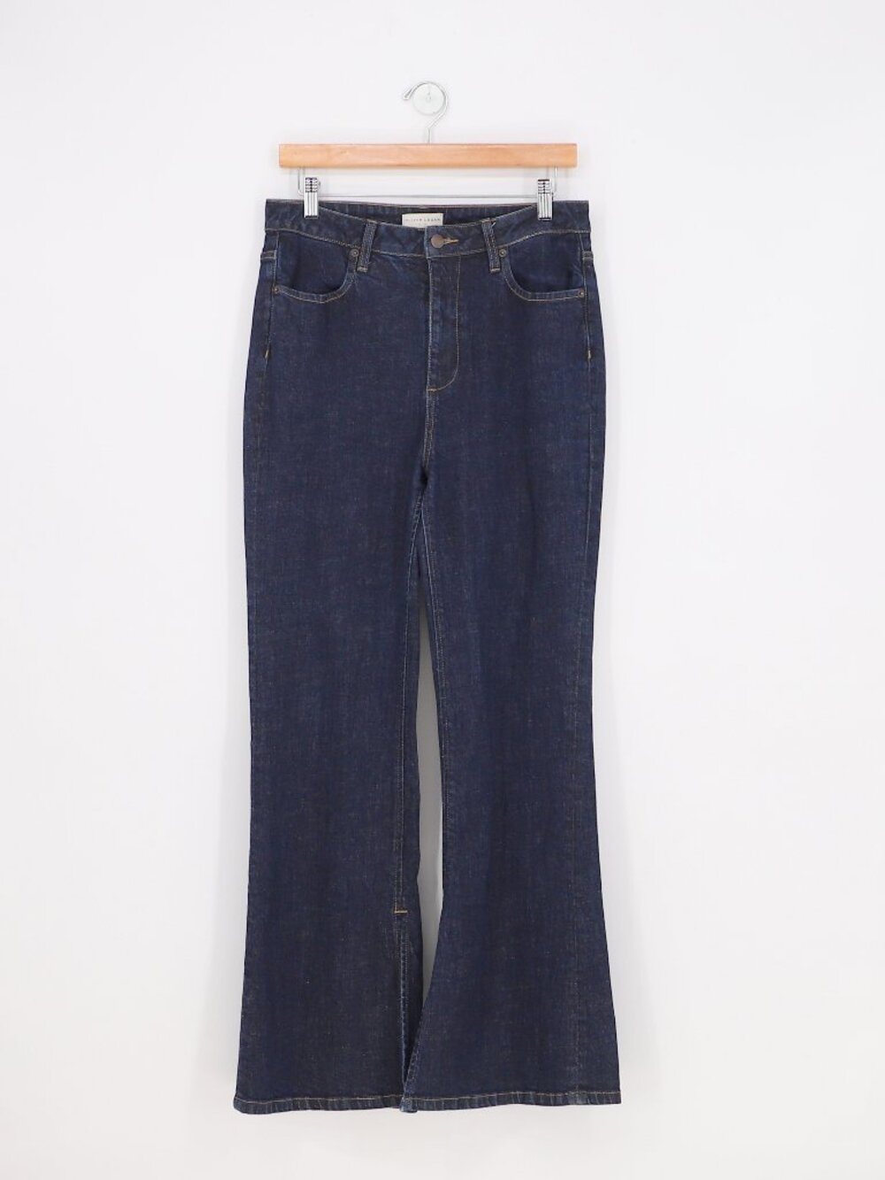 OLIVER LOGAN High Rise Russel Split Flare Jeans in Dark Wash Size 29